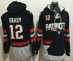 New England Patriots #12 Tom Brady Navy Blue Navy All Stitched Hooded Sweatshirt