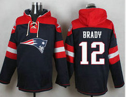 New England Patriots #12 Tom Brady Navy Blue Player Stitched NFL Hooded Sweatshirt