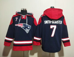 New England Patriots #7 JuJu Smith-Schuster Navy All Stitched Hooded Sweatshirt
