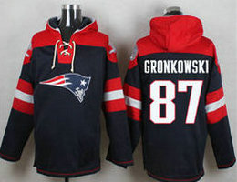 New England Patriots #87 Rob Gronkowski Navy Blue Player Stitched NFL Hooded Sweatshirt