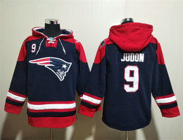 New England Patriots #9 Matt Judon Blue All Stitched Hooded Sweatshirt