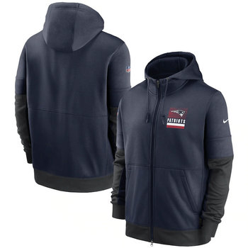 New England Patriots Nike Navy Sideline Impact Lockup Performance Full-Zip Hoodie