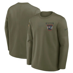 New England Patriots Olive 2025 Salute To Service Sideline Coaches Therma-FIT Long Sleeve Shirt