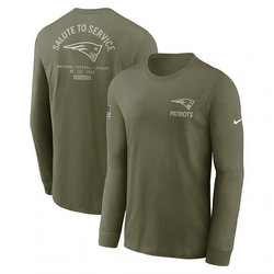 New England Patriots Olive 2025 Salute To Service Sideline Long Sleeve T-Shirt