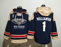 New Orleans Pelicans #1 Zion Williamson Blue All Stitched Hooded Sweatshirt