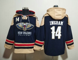 New Orleans Pelicans #14 Brandon Ingram Blue All Stitched Hooded Sweatshirt