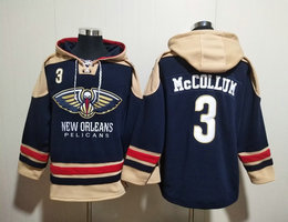New Orleans Pelicans #3 C.J. McCollum Blue All Stitched Hooded Sweatshirt