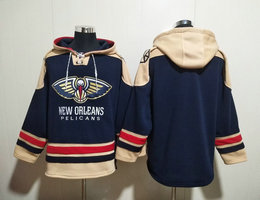 New Orleans Pelicans Blank Blue All Stitched Hooded Sweatshirt