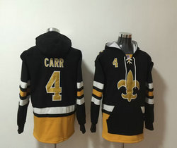 New Orleans Saints #4 Derek Carr Black All Stitched Hooded Sweatshirt