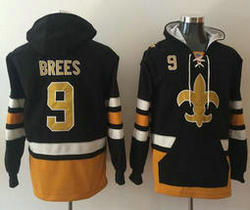 New Orleans Saints #9 Drew Brees Stitched Black Gold Name & Number Pullover NFL Hoodie
