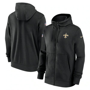 New Orleans Saints zipper Black Pullove Hoodie