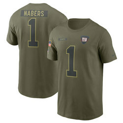 New York Giants #1 Malik Nabers Olive 2025 Salute To Service T-Shirt