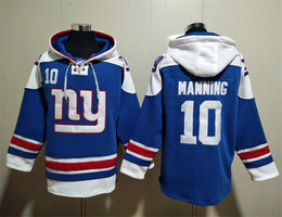 New York Giants #10 Eli Manning Blue All Stitched Hooded Sweatshirt