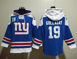 New York Giants #19 Kenny Golladay Blue All Stitched Hooded Sweatshirt