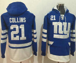New York Giants #21 Landon Collins Stitched Royal Blue White Name & Number Pullover NFL Hoodie