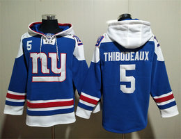 New York Giants #5 Kayvon Thibodeaux Blue All Stitched Hooded Sweatshirt