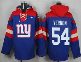 New York Giants #54 Olivier Vernon Blue (Name Number Team Logo) Stitched Pullover Hoodie