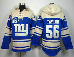 New York Giants #56 Lawrence Taylor Blue (Name Number Team Logo) Stitched Pullover Hoodie 2