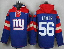 New York Giants #56 Lawrence Taylor Blue (Name Number Team Logo) Stitched Pullover Hoodie
