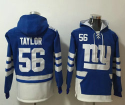 New York Giants #56 Lawrence Taylor Blue All Stitched Hooded Sweatshirt