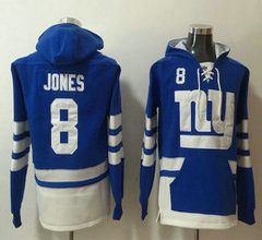 New York Giants #8 Daniel Jones Blue Stitched Pullover NFL Hoodie