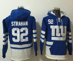 New York Giants #92 Michael Strahan Blue All Stitched Hooded Sweatshirt