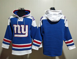 New York Giants Blank Blue All Stitched Hooded Sweatshirt