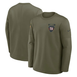 New York Giants Olive 2025 Salute To Service Sideline Coaches Therma-FIT Long Sleeve Shirt