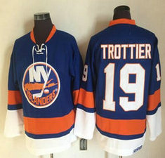 New York Islanders #19 Bryan Trottier Blue Throwback Authentic Stitched NHL jerseys