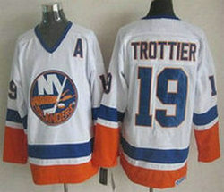 New York Islanders #19 Bryan Trottier White Throwback CCM Authentic Stitched NHL jerseys