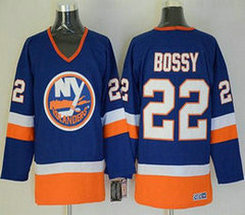 New York Islanders #22 Mike Bossy Blue Throwback CCM Authentic Stitched NHL jerseys