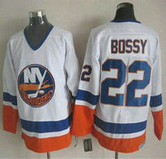New York Islanders #22 Mike Bossy White Throwback CCM Authentic Stitched NHL jerseys