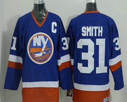 New York Islanders #31 Billy Smith CCM Throwback Blue Authentic Stitched NHL Jersey