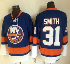 New York Islanders #31 Billy Smith CCM Throwback Blue Authentic Stitched NHL Jerseys