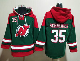 New York Islanders #35 Cory Schneider Green All Stitched Hooded Sweatshirt