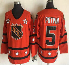New York Islanders #5 Denis Potvin Orange Throwback 2016 All star Authentic Stitched NHL Jerseys