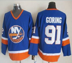 New York Islanders #91 John Tavares Blue Throwback Authentic Stitched NHL Jersey