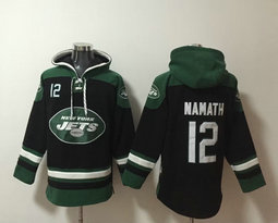 New York Jets #12 Joe Namath Black NFL Stitched Hoodies