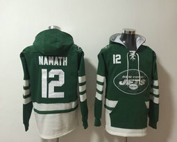 New York Jets #12 Joe Namath Green NFL Stitched Hoodies