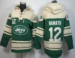 New York Jets #12 Joe Namath Green Sawyer Hooded Sweatshirt Stitched NFL Hoodie