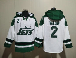 New York Jets #2 Zach Wilson White 2023 All Stitched Hooded Sweatshirt