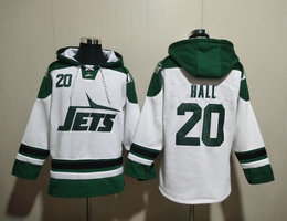 New York Jets #20 Breece Hall White 2023 All Stitched Hooded Sweatshirt