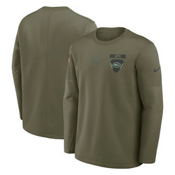 New York Jets Olive 2025 Salute To Service Sideline Coaches Therma-FIT Long Sleeve Shirt