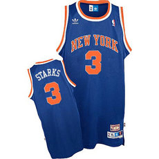 New York Knicks #3 John Starks Blue Throwback Stitched NBA Jersey