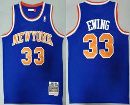 New York Knicks #33 Patrick Ewing Blue Mesh 1985-86 Hardwood Classic Authentic Stitched NBA jersey