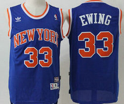 New York Knicks #33 Patrick Ewing Blue Throwback Authentic Stitched NBA jersey