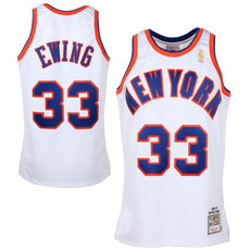 New York Knicks #33 Patrick Ewing White Throwback Authentic Stitched NBA jersey