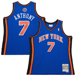 New York Knicks #7 Carmelo Anthony Blue Hardwood Classic jersey