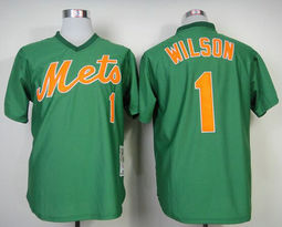 New York Mets #1 Mookie Wilson Green Pullover 1985 Throwback Authentic Stitched MLB jersey
