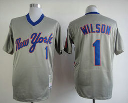 New York Mets #1 Mookie Wilson Grey Pullover Throwback Authentic Stitched MLB jersey